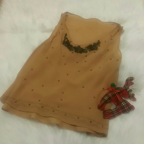 VINTAGE Max Studio Beaded Silk Sleeveless Blouse - Picture 8 of 8